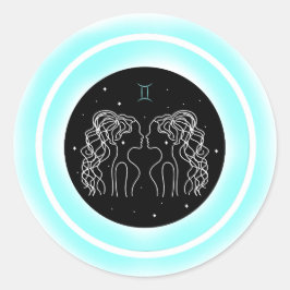 Gemini Symbol – Minimal Astrology Emblem Ronde Sticker
