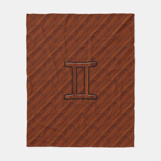 Gemini Symbol op een bruine Mahogany-achtige afdru Fleece Deken (Voorkant)