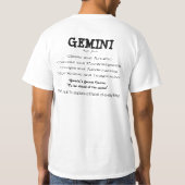 Gemini Symbool en beschrijving T-Shirt (Achterkant)