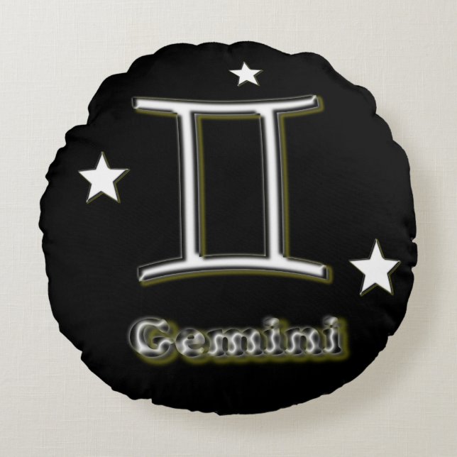 Gemini-symbool Rond Kussen (Voorkant)