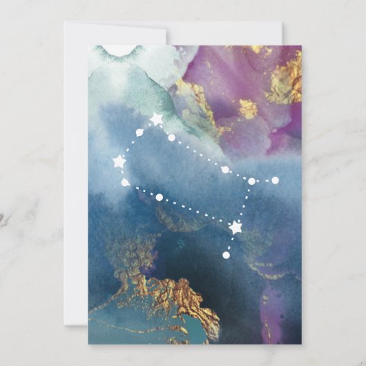 Gemini Table Number Sign Celestial Waterverf Kaart (Achterkant)