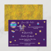 Gemini Teken & Disco Bal Bachelorette Feest Save The Date (Voorkant / Achterkant)