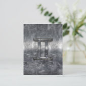 Gemini tekent zich aan in Distress Sver Steel Styl Briefkaart (Staand voorkant)