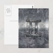 Gemini tekent zich aan in Distress Sver Steel Styl Briefkaart (Voorkant / Achterkant)