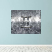 Gemini tekent zich aan in Distress Sver Steel Styl Canvas Afdruk (Insitu (Houten vloer))