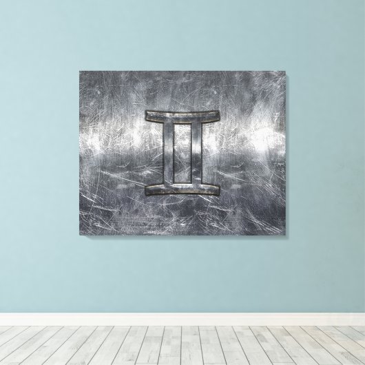 Gemini tekent zich aan in Distress Sver Steel Styl Canvas Afdruk (Insitu (Houten vloer))