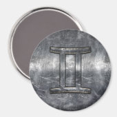 Gemini tekent zich aan in Distress Sver Steel Styl Magneet (Voorkant / Achterkant)