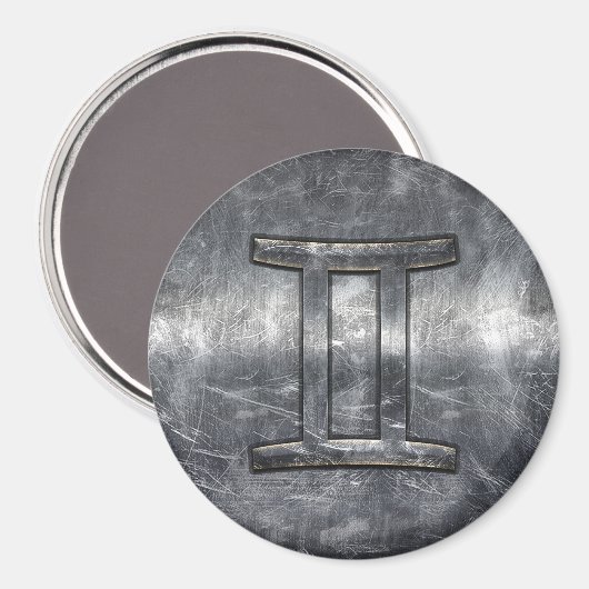 Gemini tekent zich aan in Distress Sver Steel Styl Magneet (Voorkant / Achterkant)