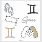 Gemini the twins astrology zodiab verjaardagsgoud sticker (Vel)