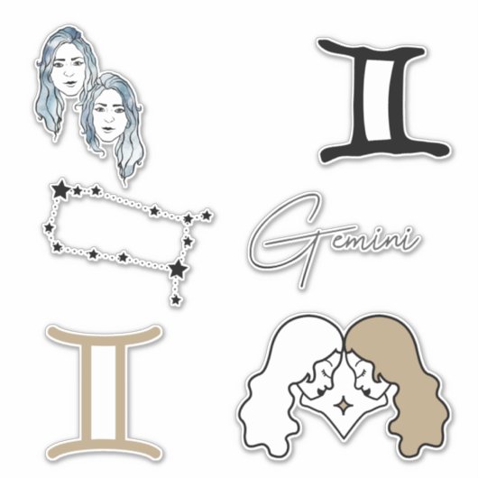 Gemini the twins astrology zodiab verjaardagsgoud sticker (Voorkant)