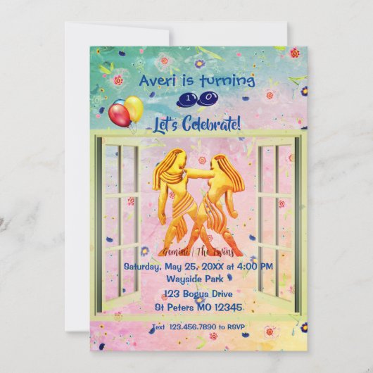 Gemini The Twins Birthday (21 mei - 20 juni) Kaart (Voorkant)