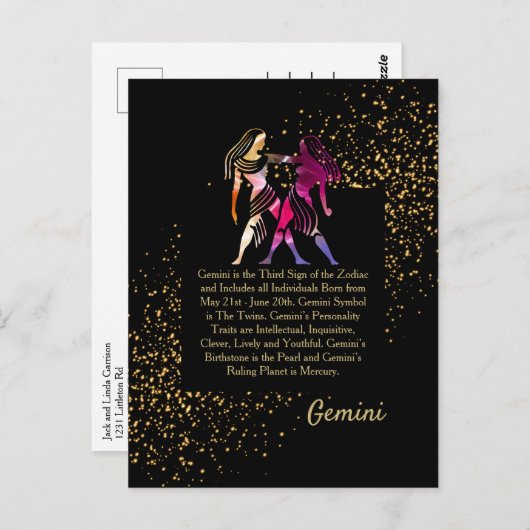 Gemini the Twins Briefkaart (Voorkant / Achterkant)