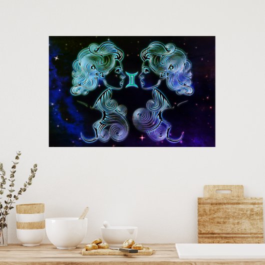 gemini the twins zodiac poster (Keuken)