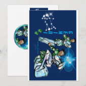 Gemini Thema verjaardagsuitnodiging. Kaart (Voorkant / Achterkant)
