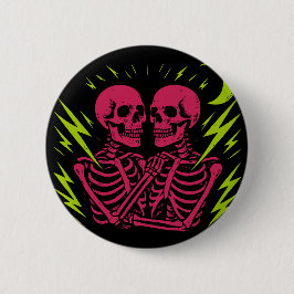 Gemini: Tweeling-Skelet Punk Ronde Button 5,7 Cm