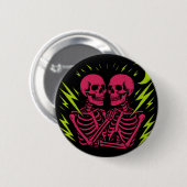 Gemini: Tweeling-Skelet Punk Ronde Button 5,7 Cm (Voorkant /achterkant)
