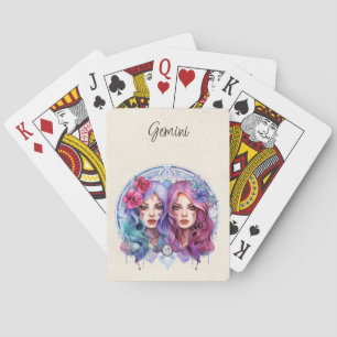 Gemini Tweeling Sterrenbeeld Waterverf Pokerkaarten
