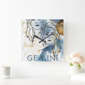 Gemini tweelingt geboortestreek astrologie blauw g vierkante klok (Huis)
