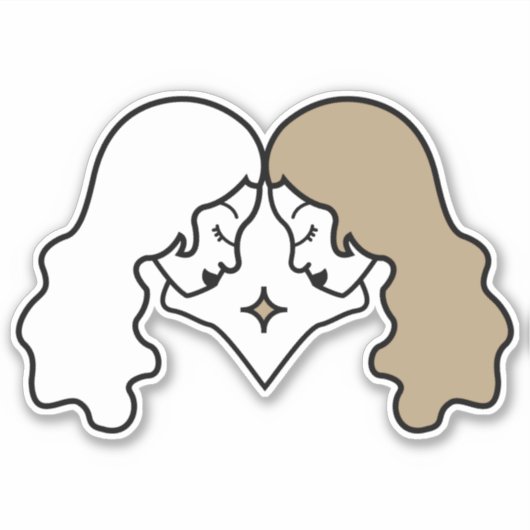 Gemini Twins Air Sign zwart astrologisch symbool Sticker (Voorkant)