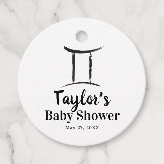 GEMINI Twins Astrology Zodiac Sign Baby shower Bedankjes Labels (Voorkant)