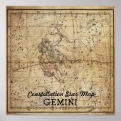 Gemini Twins Constellation Star Map June Poster (Voorkant)