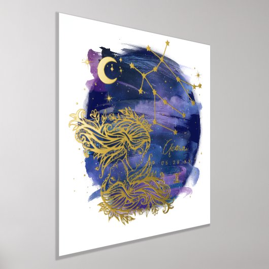 Gemini Twins Sign of the Zodiac Custom Birth Date Folie Afdrukken (Laagn)