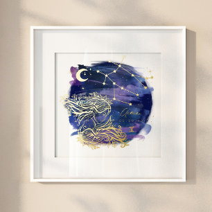 Gemini Twins Sign of the Zodiac Custom Birth Date Folie Afdrukken