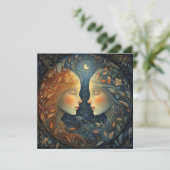 Gemini Twins Zodiac Astrology Celestial Birthday Kaart (Staand voorkant)