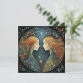 Gemini Twins Zodiac Astrology Mystical Birthday Kaart (Staand voorkant)