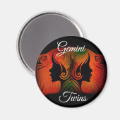 Gemini Twins Zodiac Horoscope Sign Magnet (Voorkant / Achterkant)