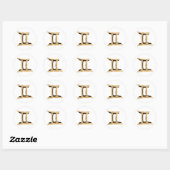 Gemini Twins zodiac symbool zwarte gouden textuur Ronde Sticker (Vel)