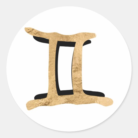Gemini Twins zodiac symbool zwarte gouden textuur Ronde Sticker (Voorkant)