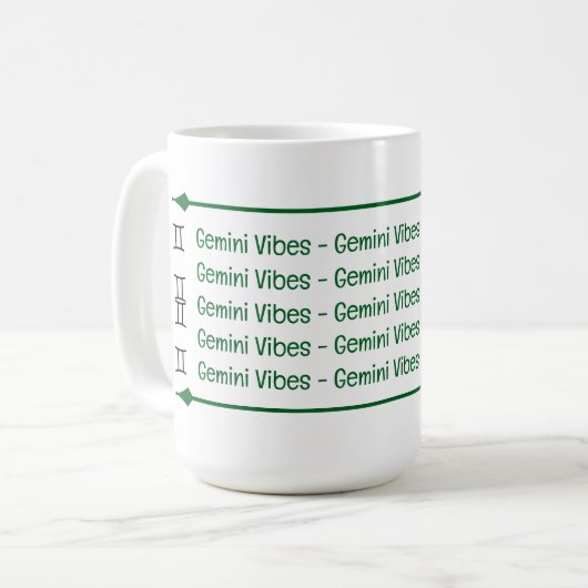 Gemini Vibes Coffee Mok (Voorkant links)