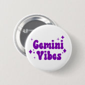 Gemini Vibes Zodiac Astrology Paarse Stars Button (Voorkant /achterkant)