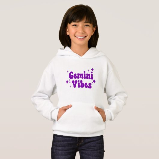 Gemini Vibes Zodiac Astrology Paarse Stars Hoodie (Voorkant volledig)