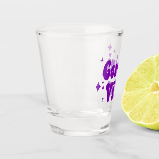 Gemini Vibes Zodiac Astrology Paarse Stars Shot Glas (Links)