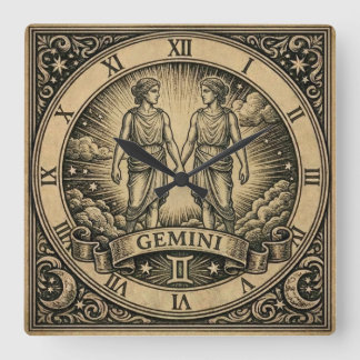 Gemini Vintage Zodiak Wandklok