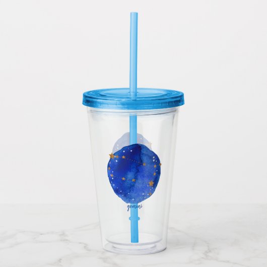 Gemini Waterverf Night Sky Constellation Zodiac Acryl Drinkbeker (Voorkant)