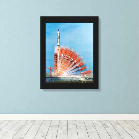 Gemini X Rocket Launch Time Lapse Foto Poste Canvas Afdruk (Insitu (Houten vloer))