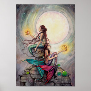 Gemini Zeemeerminnen Fantasie Kunst Poster