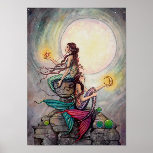 Gemini Zeemeerminnen Fantasie Kunst Poster (Voorkant)
