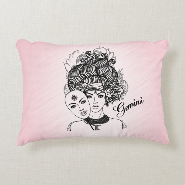 Gemini Zodiab Symbool en Teken roze stevige roze a Accent Kussen (Voorkant)