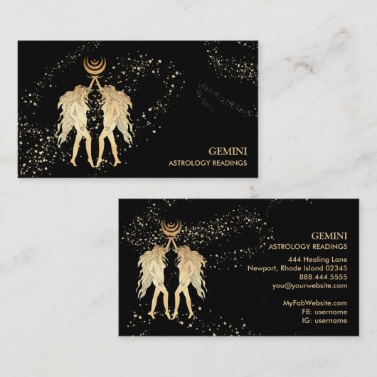*~* GEMINI : Zodiabetische astrologie Twindenergi Visitekaartje (Voorkant / Achterkant)