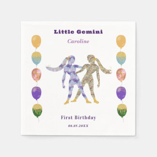 Gemini Zodiac 1st Birthday Balloons & Artistic Servet