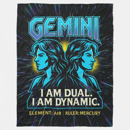 Gemini Zodiac 80's Rock Band Geïnspireerd Astrolog Fleece Deken (Voorkant)