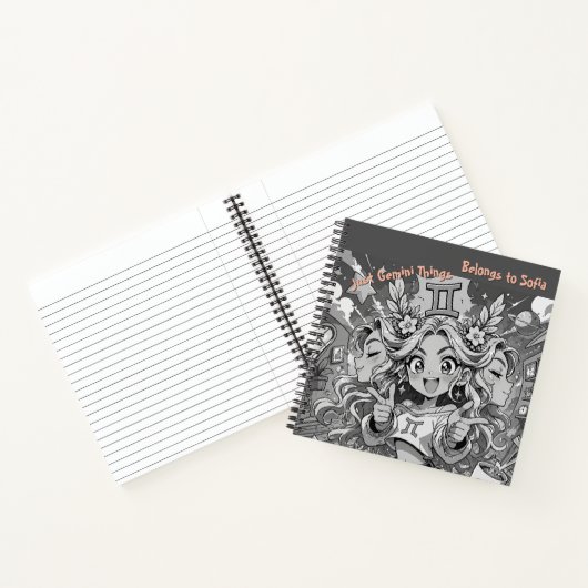 Gemini Zodiac Anime Creative Square Journal Notitieboek (Binnen)