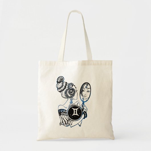 Gemini Zodiac Art Deco Lady Tote Bag (Voorkant)