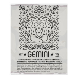 Gemini Zodiac  Art Print – Botanische folk Perfect Poster