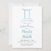 Gemini Zodiac Astrology Blue May June Baby shower Kaart (Voorkant)