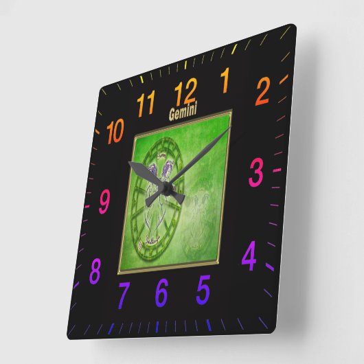 Gemini Zodiac Astrology-ontwerp Vierkante Klok (Hoek)